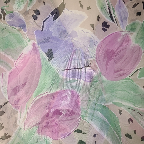 Rare Vintage Miss Dior lavender, sage, pink tulip floral lingerie Blouse - Picture 4 of 11